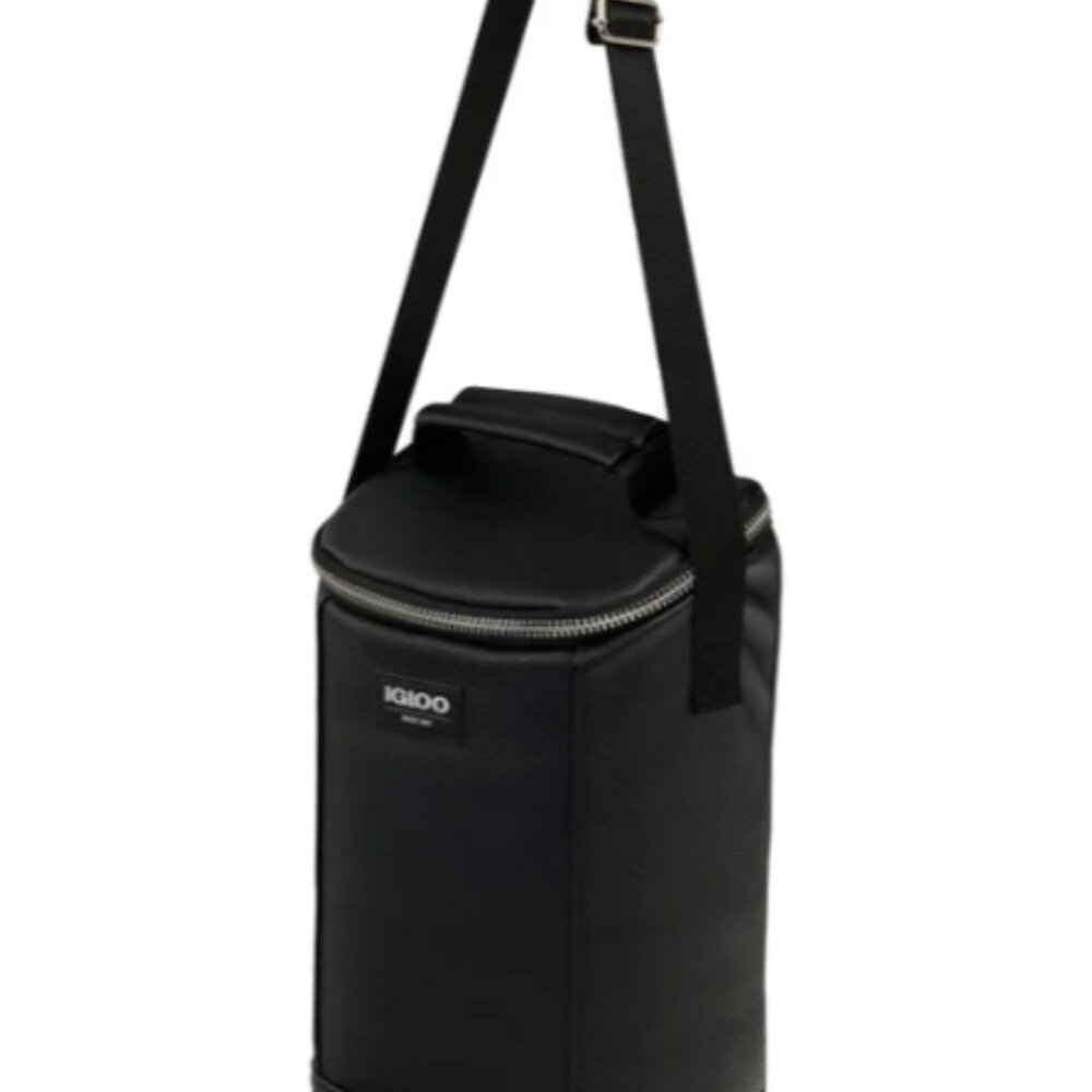 Igloo Luxe Insulated Beverage Tote Vegan Leather Cooler Bag Black - Picture 8 of 9